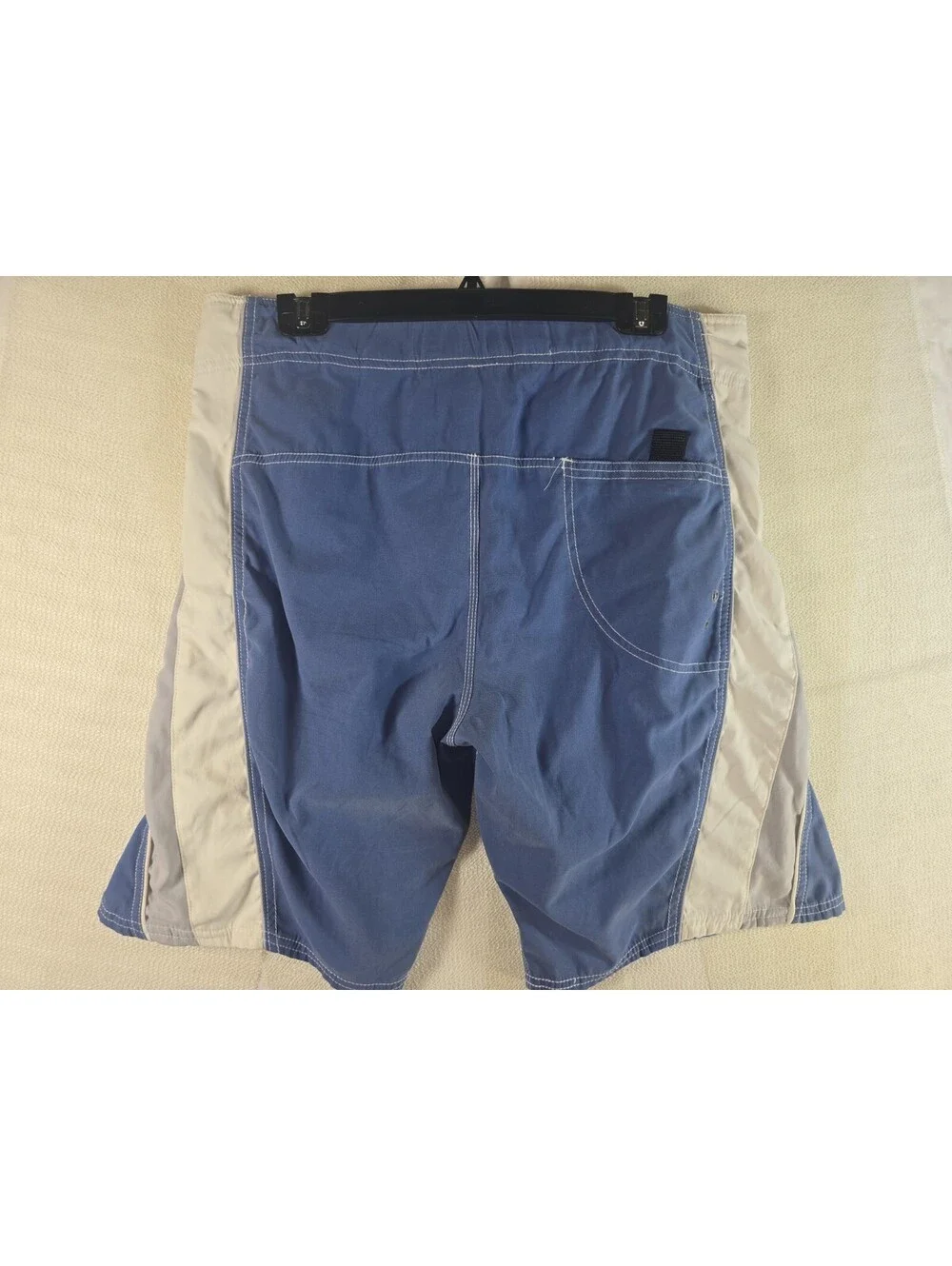Trucal Mens Board Shorts Swim Trunks Medium Blue Grey Stripe Lace Up Mesh